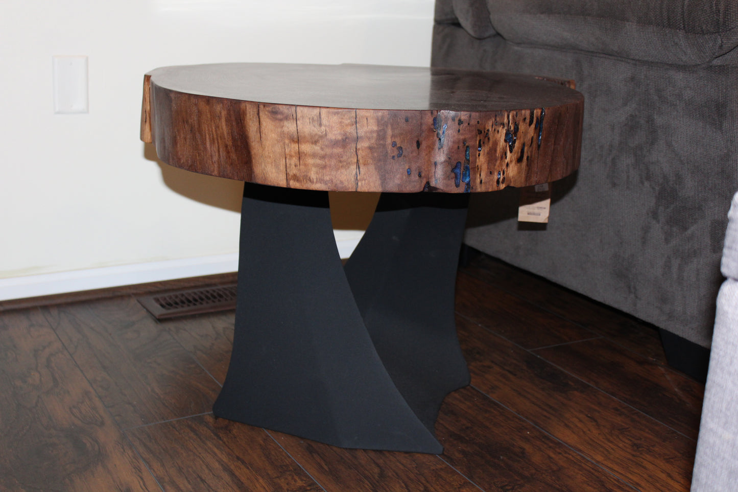 Walnut coffee table with live edges.