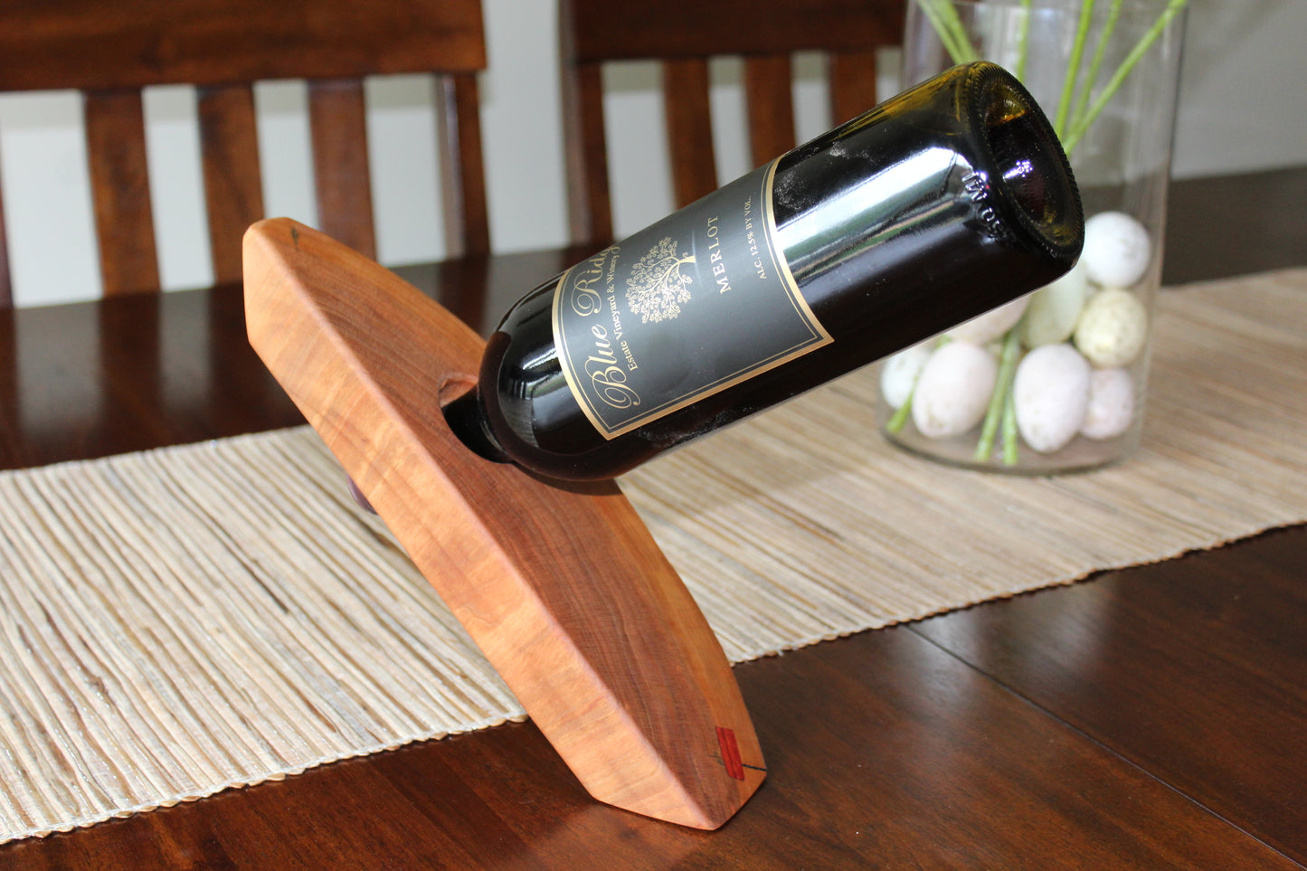 Wooden Floating Wine Holder ( Cherry Wood )